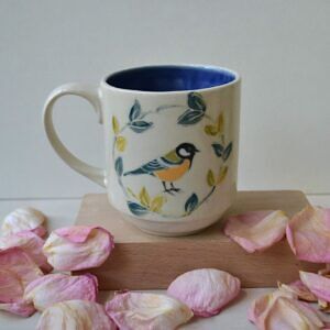 Kubek z Sikorką - 450 ml - kobaltowy