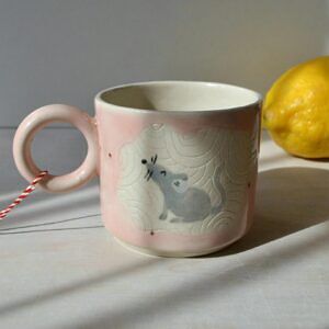 Kubek z myszką - róż